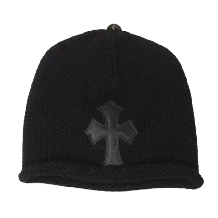 Chrome Hearts Beanie Black Cross Patch Cotton