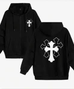 Chrome Hearts Men's Cross Print Zipper Hoodie