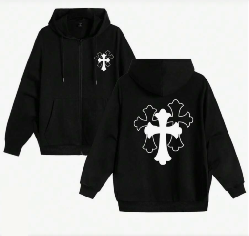 Chrome Hearts Men's Cross Print Zipper Hoodie