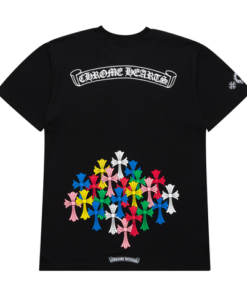 Chrome Hearts Multi Color Cross Scroll Black Tee