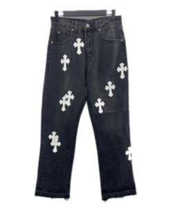 Chrome Heart Cross Stitched Jeans Lather