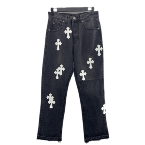 Chrome Heart Cross Stitched Jeans Lather