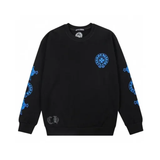 Chrome Hearts Blue Logo Black Sweatshirt