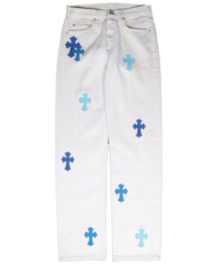 Chrome Hearts Cross Patch White Jeans