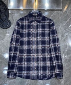 Chrome Hearts Blue Striped Casual Shirt