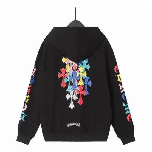 Chrome Hearts Colorful Cross Zip-Up Black Hoodie