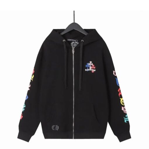 Chrome Hearts Colorful Cross Zip-Up Black Hoodie