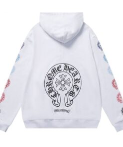 Chrome Hearts Floral Sleeve Zip Up White Hoodie