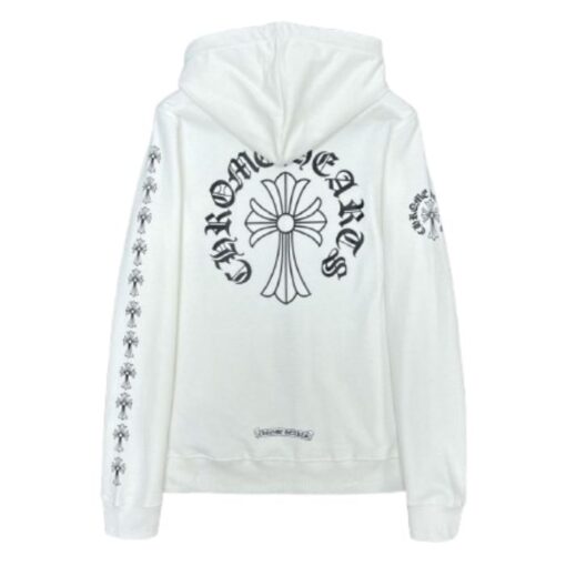 Chrome Hearts Floral Zip White Hoodie