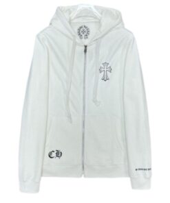 Chrome Hearts Floral Zip White Hoodie