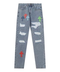 Chrome Hearts Rough Jeans Blue